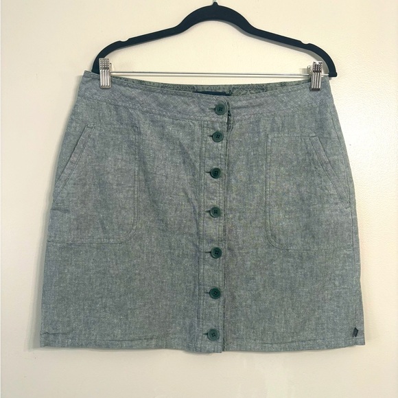 United By Blue hemp/ organic cotton blend button up skirt, green | size L - Picture 1 of 6